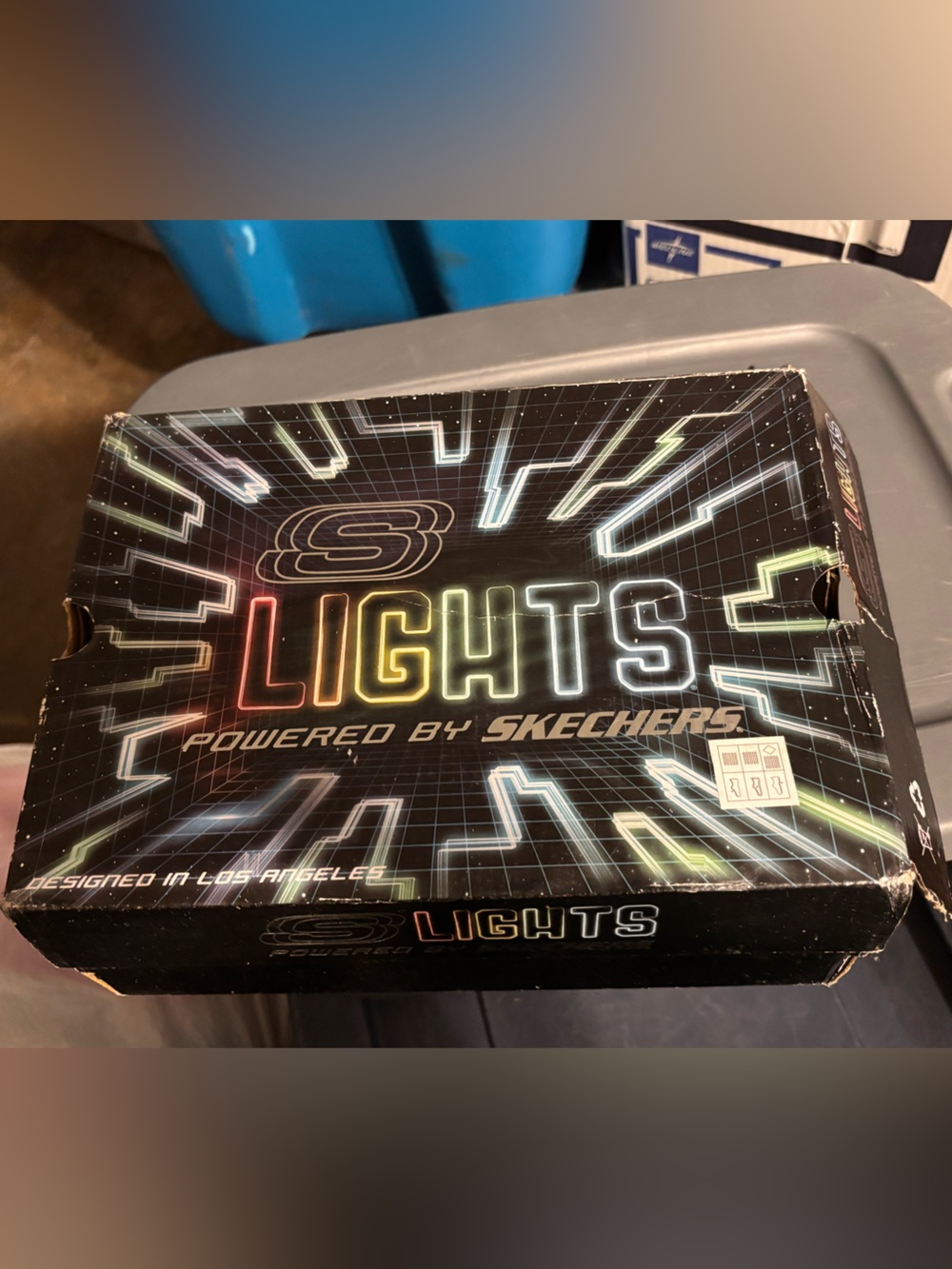 Skechers Black Box with Neon Rainbow LIGHTS Logo
